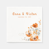 水彩フローラ植物性ロマンチックナプキン スタンダードカクテルナプキン (正面)