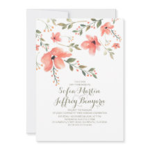 水彩フローラ植物結婚式招待状