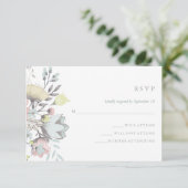 水彩フローラ植物結婚式RSVP 出欠カード (スタンド正面)