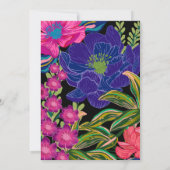 水彩フローラ植物黒ブライダルシャワー 招待状 (裏面)