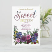 水彩フローラ植物Sweet sixteen 招待状 (スタンド正面)