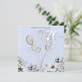 水彩フローラ気球サプライズ誕生日パーティー 招待状 (スタンド正面)