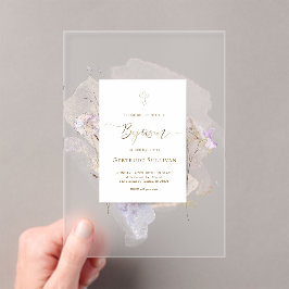 水彩フローラ洗礼 アクリル招待状