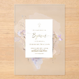 水彩フローラ洗礼 アクリル招待状