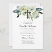 水彩フローラ洗礼 招待状 (正面)