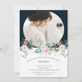 水彩フローラ深いインザドリームフォトブライダル 招待状 (正面)
