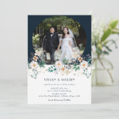 水彩フローラ深いインザドリームフォト結婚ズ 招待状 (スタンド正面)