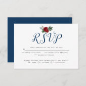 水彩フローラ深いブルーブルガンディープオーニー 出欠カード (正面/裏面)