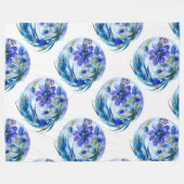 水彩フローラ渦 フリースブランケット (正面(横))