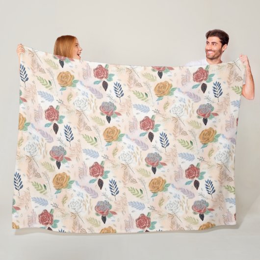 水彩フローラ渦 フリースブランケット (インサイチュ)