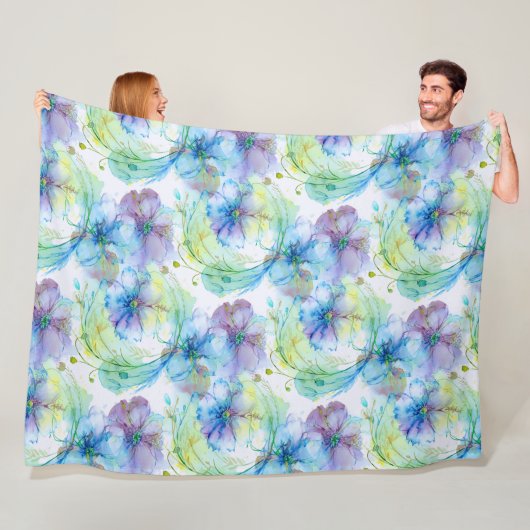 水彩フローラ渦 フリースブランケット (インサイチュ)
