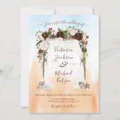 水彩フローラ熱帯ビーチキャノピー結婚ズ 招待状 (正面)