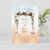 水彩フローラ熱帯ビーチキャノピー結婚ズ 招待状 (スタンド正面)