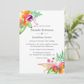 水彩フローラ熱帯夏ビーチ結婚式 招待状 (スタンド正面)