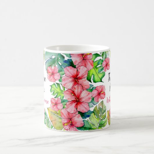 水彩フローラ熱帯未来ミセス コーヒーマグカップ (中央)