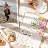 水彩フローラ熱帯結婚式招待状 招待状