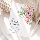 水彩フローラ熱帯結婚式招待状 招待状