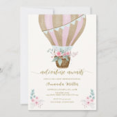 水彩フローラ熱気球ベビーシャワー 招待状 (正面)