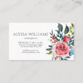 水彩フローラ牡丹ぼーほエレガントー 名刺 (裏面)