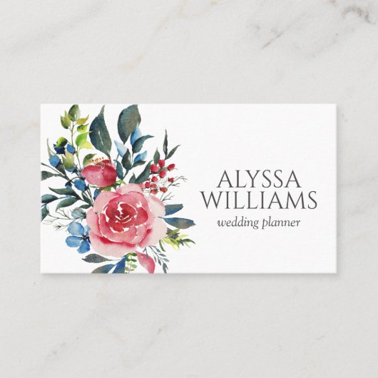 水彩フローラ牡丹ぼーほエレガントー 名刺 (正面)