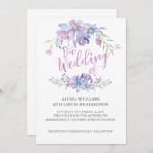 水彩フローラ牡丹リース |の結婚カード 招待状 (正面/裏面)