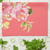 水彩フローラ牡丹園サンゴ キッチンタオル (折り畳み)