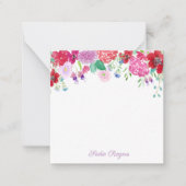 水彩フローラ牡丹&紫陽花パーソナライズ ノートカード (正面)