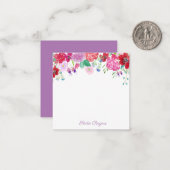 水彩フローラ牡丹&紫陽花パーソナライズ ノートカード (正面/裏面インサイチュ)