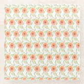 水彩フローラ牧草地開花山花 ガラスコースター (正面)