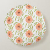 水彩フローラ牧草地開花山花 ラウンドクッション (裏面)