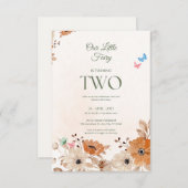 水彩フローラ特別2回目の誕生日招待状 招待状 (正面/裏面)