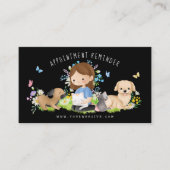 水彩フローラ犬&猫ペットケアサービスブラック 予約カード (正面)