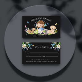 水彩フローラ犬&猫ペットケアサービスブラック 予約カード