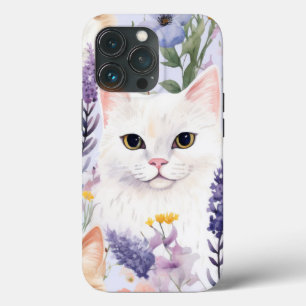 水彩フローラ猫デジタル紙 iPhone 13 PROケース