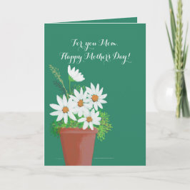 水彩フローラ白デイジー母の日 カード