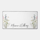 水彩フローラ白パーソナライズされた色 デスクマット (正面)