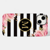 水彩フローラ白黒モノグラストライプム Case-Mate iPhoneケース (裏面 (横))