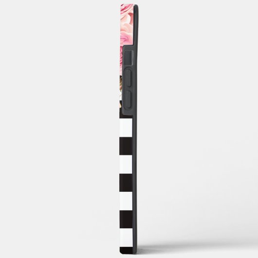 水彩フローラ白黒モノストライプグラム Case-Mate iPhoneケース (裏面 / 左)