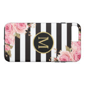 水彩フローラ白黒モノストライプグラム Case-Mate iPhoneケース (裏面(横))