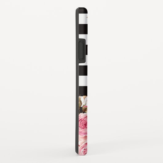 水彩フローラ白黒モノストライプグラム Case-Mate iPhoneケース (裏面/右)