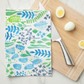 水彩フローラ白 キッチンタオル (四つ折り)