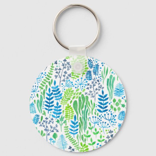 水彩フローラ白 キーホルダー (正面)
