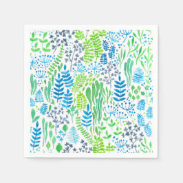 水彩フローラ白 スタンダードカクテルナプキン