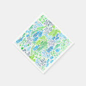 水彩フローラ白 スタンダードカクテルナプキン (角)