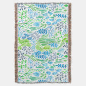 水彩フローラ白 スローブランケット (正面縦)