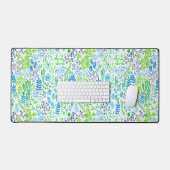 水彩フローラ白 デスクマット (キーボード&マウス)