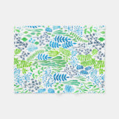 水彩フローラ白 フリースブランケット (正面(横))