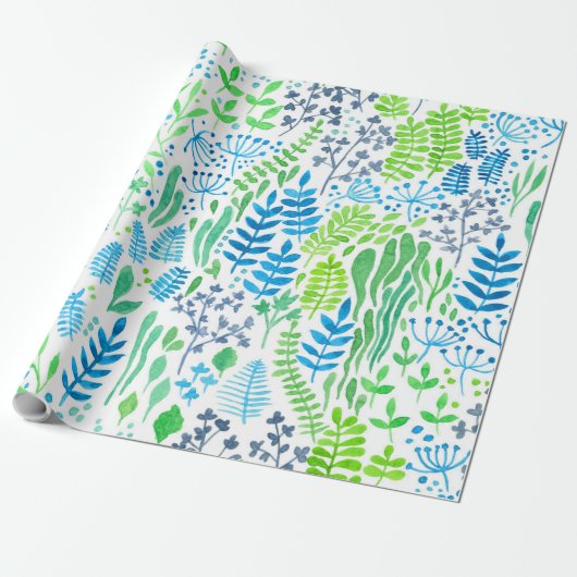 水彩フローラ白 ラッピングペーパー (アンロールド)