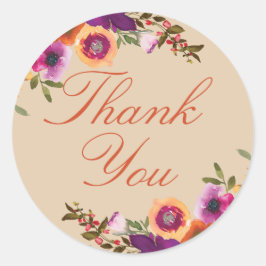 水彩フローラ秋ありがとう ラウンドシール