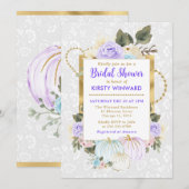 水彩フローラ秋カボチャブライダルシャワー 招待状 (正面/裏面)